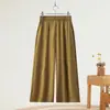 Pantalones Casuales Anchos Simples para Mujer, Nuevo Estilo para Figuras Petite, Pantalones Cropped de Cintura Alta con Efecto de Caída, Pantalones Rectos Finos de Verano para Mujer