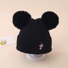Amazon nuevo gorro de punto de invierno para niños con doble pompón y unicornio bordado, gorro de lana cálido a prueba de frío para exteriores para niñas
