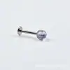 Aleación de titanio ASTMF136 pendiente de bola de circón de tres garras material de grado de implante cabeza de joyería para piercing labial con bola de circón incrustada en garra