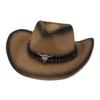 Accesorios transfronterizos de cabeza de vaca nueva Sombrero de paja vaquero occidental deportes al aire libre montañismo sombrero de copa deformado sombrero plegable