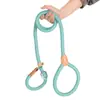 Correa para Perro Antidisturbios Nylon Cosida a Mano Cuero Cuerda P Larga y Engrosada Entrenamiento de Mano Perro Cuerda Redonda Perro Grande Cadena P