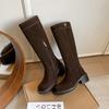 5.5cm Estilo Británico Modernas Simples Botas Altas Estilo Coreano Versátiles Punta Redonda Tacón Grueso No Más Arriba de la Rodilla Botas de Jinete Botas de Mujer