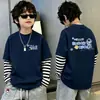2026 Nueva Camiseta de Manga Larga Dos en Uno para Niños de Primavera y Otoño, Top de Algodón Puro para Niños, Camiseta Básica para Niños, Ropa de Moda