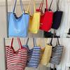 Estilo Perezoso Rayado Doble Cara Disponible Bolso de Mujer Bolso Tote Nuevo Gran Capacidad Estudiante Lindo Portátil Bolso de Hombro Venta al por Mayor