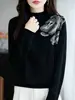 Suéter de Punto Jacquard Estilo Francés para Mujer, Nuevo Modelo 2026, Cuello Semi Alto, Top Suéter de Capa de Nicho