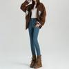 Jeans Vintage Azules con Forro Polar para Mujer Nuevos Cintura Alta Adelgazantes Ajustados Tipo Lápiz para Otoño e Invierno 2024