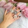 Anel de Flor de Resina Estilo Boêmio Transfronteiriço para Mulheres Estilo Coreano Brilhante Anel Cilíndrico Tridimensional com Padrão Trançado