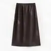 Nova Saia Tweed de Meia-Calça de Alta Qualidade com Mistura de Lã e Seda para Mulheres, Cintura Alta Emagrecedora, Fenda nas Costas, Comprimento Midi