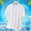 Camiseta de Seda de Gelo Masculina Manga Curta Verão Malha Fina Respirável Roupa Superior Outdoor Tamanho Plus Fitness Secagem Rápida Roupas