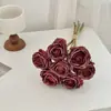 Rosas artificiales de aspecto marchito y borde quemado, flores falsas de estilo vintage para decoración del hogar y la sala de estar, accesorios para fotografía de bodas