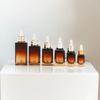Em estoque novo 30ml pequeno frasco marrom fundo grosso quadrado frasco de essência marrom 15g creme para os olhos frasco de cuidados com a pele