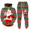 Outono e inverno 2024 Temu Amazon Natal novo terno de calça com moletom com capuz e estampa digital 3D masculino