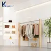 Estante de Exhibición para Tienda de Ropa Estante de Exhibición de Pie Estante para Tienda de Ropa de Mujer Diseño de Decoración de Tienda Perchero Perchero de Madera Maciza