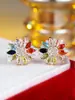 Pendientes de Zirconia de Girasol Coloridos de Lujo Ligero para Mujer, Pendientes de Flor de Piedra Preciosa Colorida de Diseño de Nicho, Pendientes Versátiles
