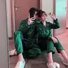 Pijama de Pareja de Fábrica para Primavera y Otoño, Verano para Mujer de Seda de Hielo Fina, para Hombre de Seda Simulada, Manga Larga y Corta, Conjunto de Ropa para el Hogar