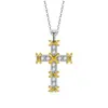 Kaiwei Nuevo Colgante de Cruz Doble Color Chapado en Oro Cruz Colgante de Circonita Collar Cadena de Personalidad Forma XO Europea y Americana