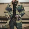 Chaqueta Larga de Algodón Marrón con Botones Blancos, Producto Nuevo Digital de Impresión 3D Multicolor Transfronterizo Europeo y Americano