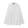 Aliexpress Ropa de Mujer al por Mayor 2025 Verano Nuevo Estilo Europeo y Americano Color Sólido Estilo Antiguo Holgada Manga Larga Camisa de Lino para Mujer