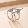 Joyería Europea y Americana de Nuevo Estilo Diseño de Nicho Anillo de Acero Inoxidable Estrella de Cuatro Puntas Prensado al Aceite Anillo de Acero de Titanio Simple Versátil Abierto
