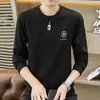 Sudadera de alta gama para hombre, nueva camiseta de manga larga holgada con cuello redondo de moda, top casual bordado para primavera y otoño