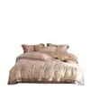 Set de Cuatro Piezas de Algodón Tencel Súper Suave y Estilo Lujoso Jacquard de Alta Precisión Funda Nórdica para Dormir Desnudo Sábanas Ropa de Cama Nueva Amarillo