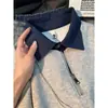 Moletom cinza estilo americano, falso duas peças, com meio zíper para homens, primavera, corte slim, camisa polo de alta qualidade, camada interna
