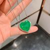 Collar de Corazón Paraiba Microincrustado Europeo y Americano para Mujer Corazón del Océano Colgante de Esmeralda Antigua Elegante Cadena para Suéter