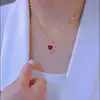 Collar de Amor Rubí para Mujer de Alta Gama Combinable Moda Colgante Microincrustado Tono Vibrante Celebrum en Vivo Suministro Transfronterizo
