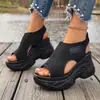 Sandalias de Talla Grande para Mujer para Comercio Exterior, Nuevas Sandalias de Cuña Peep-Toe de Suela Gruesa de Verano 2026, Estilo Europeo y Americano, Sandalias de Exterior de Talla Grande