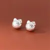 Plata Pura 999Gato Hello Kitty 3D pulsera rígida de plata accesorios DIY pulsera hecha a mano cuentas hilo trenzado gato KT