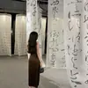 Pincel de Pátio Decoração de Caligrafia Pano de Teto Chinês Tela de Gaze Exposição de Caligrafia Cursiva Decoração Estilo Antigo Sala de Chá Maré Nacional Meio