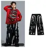 Ropa de Actuación Hip-Hop para Niños, Ropa de Moda para Pasarela de Actuación Hiphop para Niños, Traje Sudadera Hip-Hop Rota para Niño Guapo