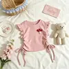 Comercio Exterior Transfronterizo 2026 Nuevo Estilo Dulce Top con Mangas de Volantes para Niñas, Camiseta Dopamina de Princesa Elegante y Linda