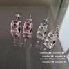 Brincos de Pedras Preciosas, Argolas Retangulares com Zircônia Oito Corações e Oito Flechas Banhadas a Ouro 18K, Brincos de Diamante Rosa, Brincos Vintage Antidesgaste