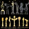 Trofeo de nota musical de cristal símbolo musical buen sonido micrófono Micrófono Dorado Premio Asiento anfitrión discurso concurso de canto