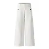 Pantalones Casuales de Mezclilla Blancos y Negros de Cintura Alta con Botón Estilo Retro Americano para Hombres y Mujeres Pantalones Rectos Sueltos de Cintura Alta Oversize