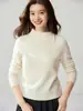 Nova Coleção Outono/Inverno 2026: Suéter de Malha Feminino 100% Caxemira Pura, Gola Alta Meia-Calça, Corte Justo, Camada Base Quente