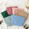 Bolsa de lona de pana de gran capacidad para mujer, estilo coreano, para guardar loción, cepillo, neceser portátil, bolsa de lona para cosméticos