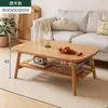 Mesa de centro dobrável de madeira maciça para apartamentos pequenos, adequada para sala de estar, mesa de jantar em casa, mesa baixa baixa de quarto de uso duplo, design simples