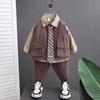 4063 Traje de otoño para niños 2023 Nueva camisa de estilo occidental de moda para bebés Ropa para niños Traje atractivo de tres piezas de estilo coreano