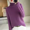 Suéter clássico de gola alta outono e inverno transfronteiriço para mulheres, versátil, simples, casual, pulôver de manga longa, caimento solto, tamanho grande