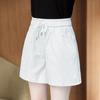 Shorts Delgados de Algodón Puro para Ropa Exterior de Verano para Mujer Pantalones Rectos Slim de Cintura Alta Sueltos y Versátiles Casuales con Cintura Elástica Pantalones de Pierna Ancha para Mujer