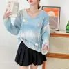 Suéter Vazado de Flores Estilo Doce Suave Design com Senso de Design Feminino Nicho Feminino Primavera e Outono Novo Suéter Solto Top Tendência