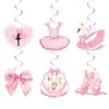 Nuevo colgante de decoración de fiesta con temática de ballet rosa, pancarta de cumpleaños de niña mariposa rosa, suministros de decoración para fiestas