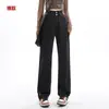 Jeans de Pierna Recta Retro Estilo Americano Azul para Mujer Primavera Nuevo Cintura Alta Adelgazantes Ajuste Holgado Versátiles Pantalones de Pierna Ancha