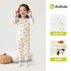 Conjunto de Roupas de Outono para Meninos Dudu, Pijama Infantil, Conjunto de Roupa Íntima de Algodão Puro para Meninas no Outono, Roupa Quente para Bebês e Crianças Pequenas