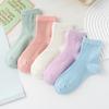 Calcetines de algodón nuevos de primavera y verano para niños, calcetines finos de malla de tubo transpirables de color sólido para mujer, calcetines de moda universitaria coreana, venta al por mayor
