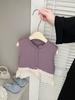 Colete de Primavera e Outono para Meninas Novo Estilo Doce para Bebê Cardigan Tricotado com Emenda Colete Externo para Bebê Colete