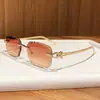 Kajia Nuevo Estilo Moda Transfronteriza Estilo Metálico Sin Montura Cuadrado Lente Floral Lujo Ligero Gafas de Sol Kajia Gafas de Sol de Moda