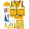 Disfraz Infantil de Halloween Chaleco de Pequeño Ingeniero Set de Juguetes Disfraz de Reparador Amarillo Obrero de la Construcción